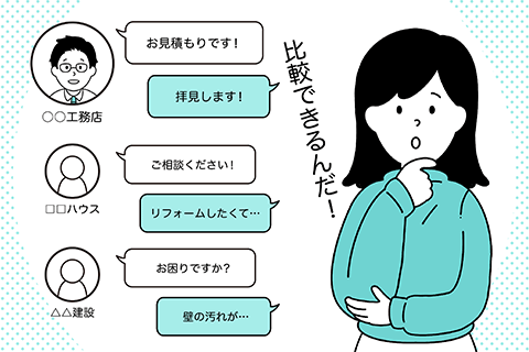 複数のリフォーム業者とLINEでやり取り